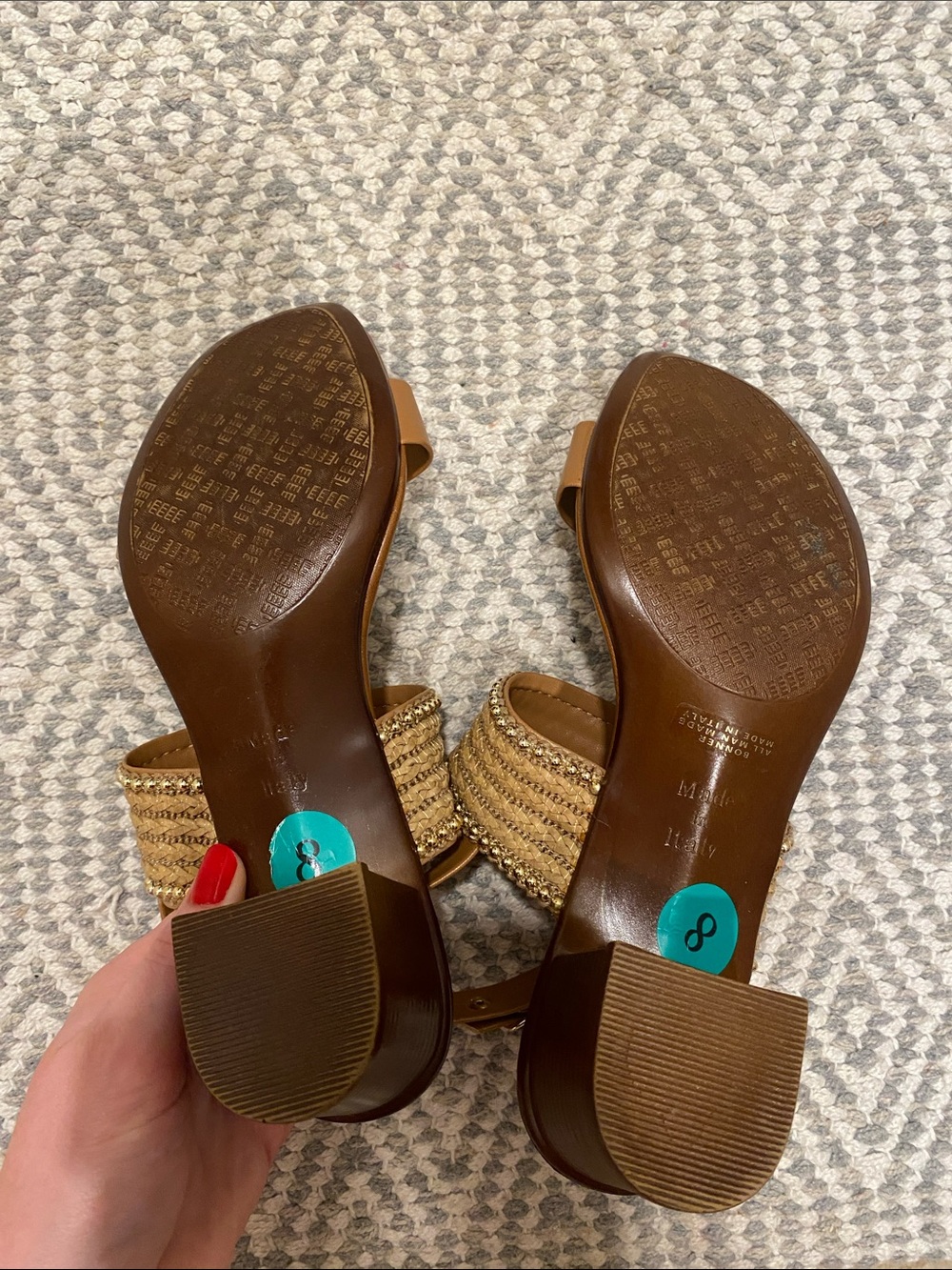 Italian Shoemakers 8 Brown Braided Faux Leather Heeled Sandals - Picture 6 of 6